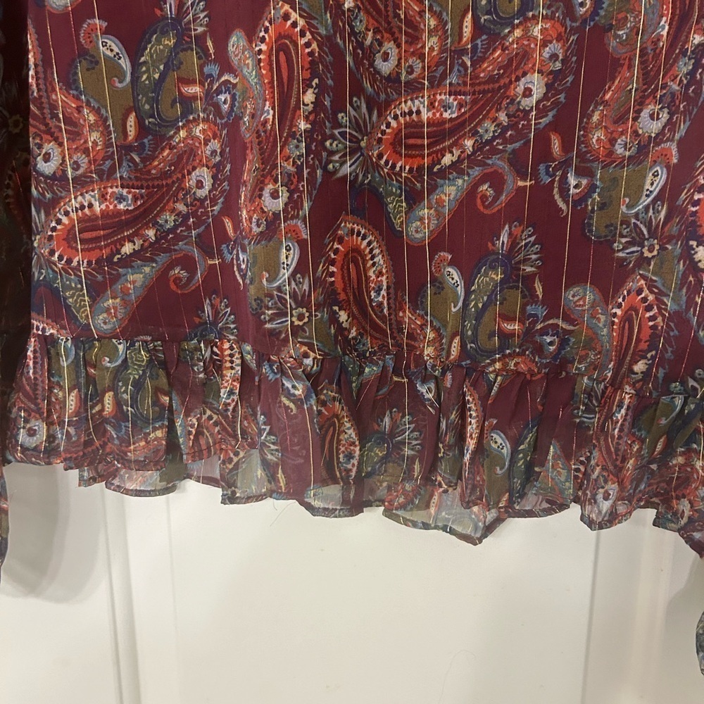 MODCLOTH Moon Orchid Affinity for Finery Long Sleeve Ruffle Top NWT - Picture 4 of 8